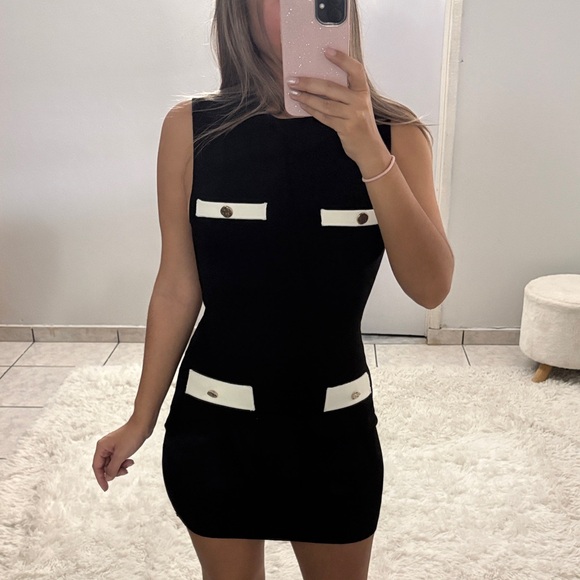 Zara Dresses & Skirts - Zara Viral Black Mini Dress with White Trim – NWT